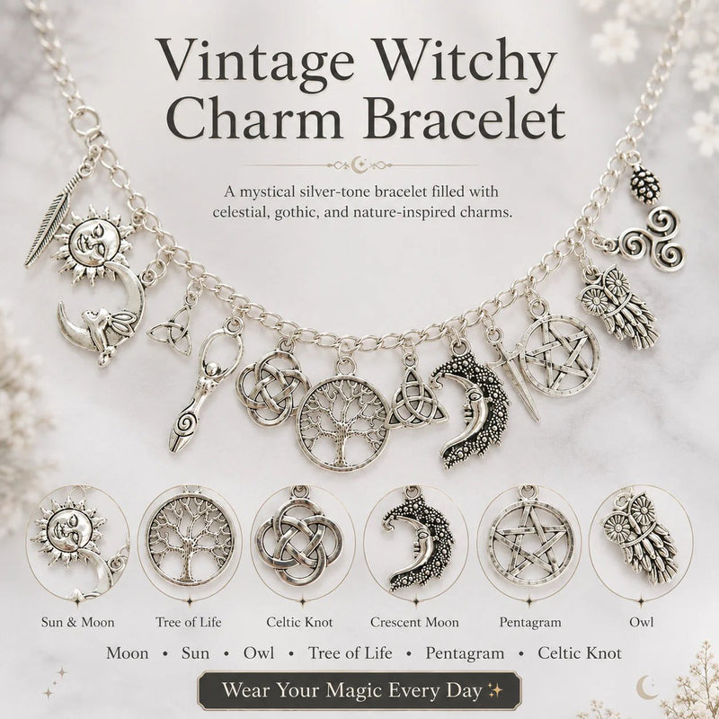 Vintage Witchy Charm Bracelet | Celestial Gothic Boho Jewelry for Women